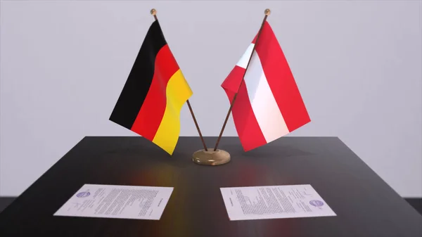 Austria Germany Flag Politics Relationship National Flags Partnership Deal Illustration — Fotografia de Stock