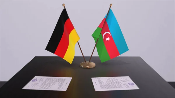 Azerbaijan Germany Flag Politics Relationship National Flags Partnership Deal Illustration — Stockfoto