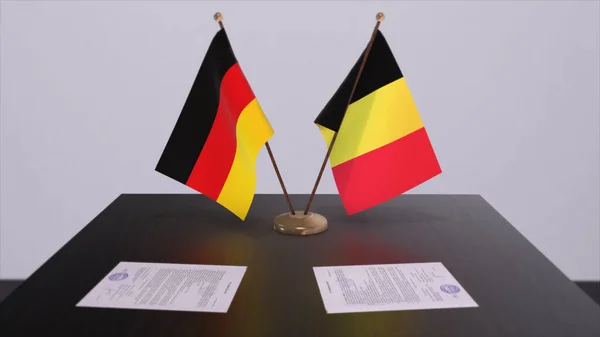 Belgium Germany Flag Politics Relationship National Flags Partnership Deal Illustration — Fotografia de Stock