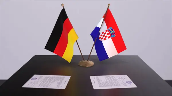 Kroatien Und Deutschland Flagge Politik Beziehung Nationale Flaggen Partnerschaftsabkommen Illustration — Stockfoto