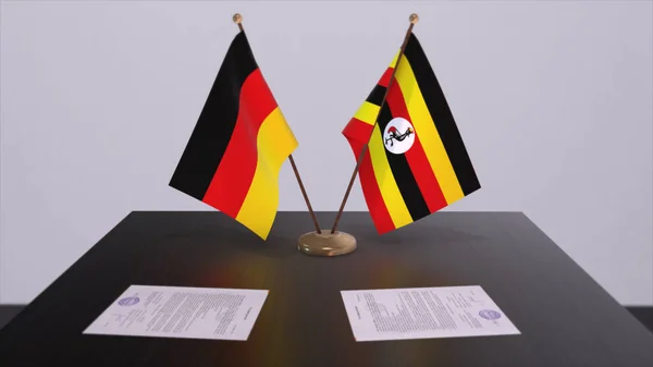 Uganda Almanya Bayrağı Politik Ilişki Ulusal Bayraklar Ortaklık Anlaşması Boyutlu — Stok fotoğraf