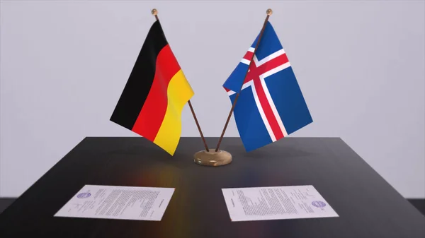 Iceland Germany Flag Politics Relationship National Flags Partnership Deal Illustration — стокове фото