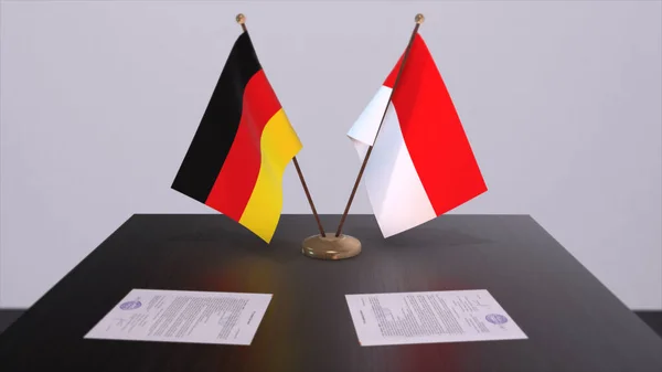 Indonesia Germany Flag Politics Relationship National Flags Partnership Deal Illustration — Fotografia de Stock