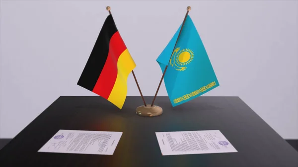 Kazakhstan Germany Flag Politics Relationship National Flags Partnership Deal Illustration — Stockfoto
