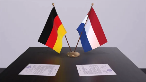 Netherlands Germany Flag Politics Relationship National Flags Partnership Deal Illustration — Fotografia de Stock