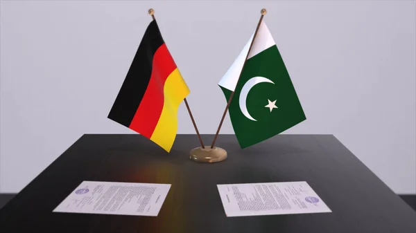 Pakistan Germany Flag Politics Relationship National Flags Partnership Deal Illustration — Stockfoto
