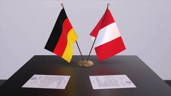 Peru Germany Flag Politics Relationship National Flags Partnership Deal Illustration — Fotografia de Stock