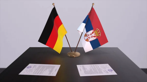 Serbia Germany Flag Politics Relationship National Flags Partnership Deal Illustration — стокове фото