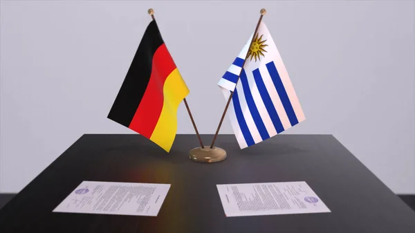 Σημαία Της Ουρουγουάης Και Της Γερμανίας Πολιτική Σχέση Εθνικές Σημαίες — Φωτογραφία Αρχείου