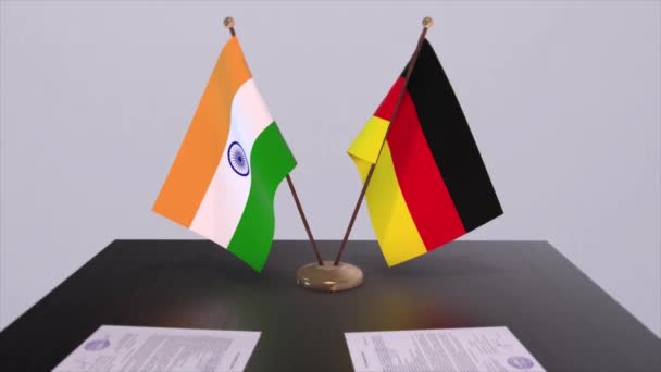 Banderas Nacionales Alemania India Acuerdo Asociación Animación Política Cooperación Comercial — Vídeos de Stock