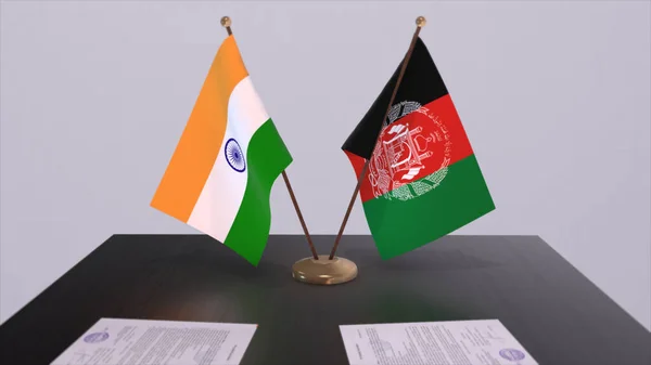 Afghanistan India National Flags Partnership Deal Illustration Politics Business Agreement — Stockfoto