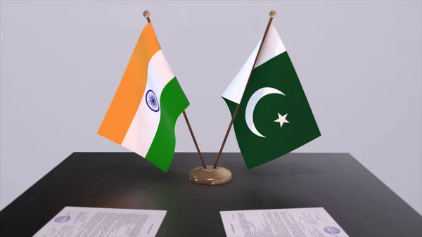 Pakistan India National Flags Partnership Deal Illustration Politics Business Agreement — Stockfoto