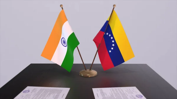 Venezuela India National Flags Partnership Deal Illustration Politics Business Agreement — Φωτογραφία Αρχείου