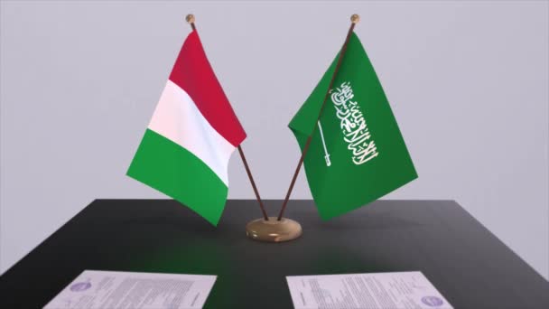 Arabie Saoudite Italie Pays Drapeaux Animation Politique Accord Accord Commercial — Video