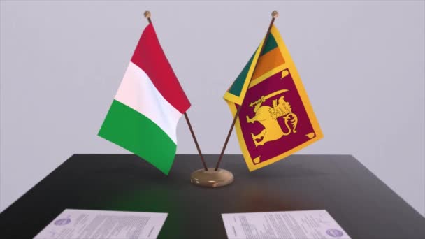 Шри Ланка Италия Страна Флаги Анимации Политика Деловая Сделка Соглашение — стоковое видео