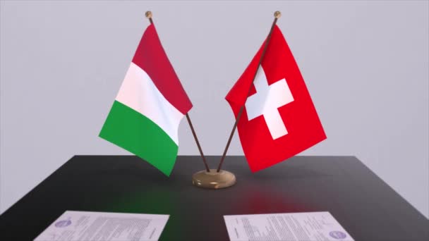スイスとイタリアはアニメーションをフラグします 商取引又は契約 — ストック動画