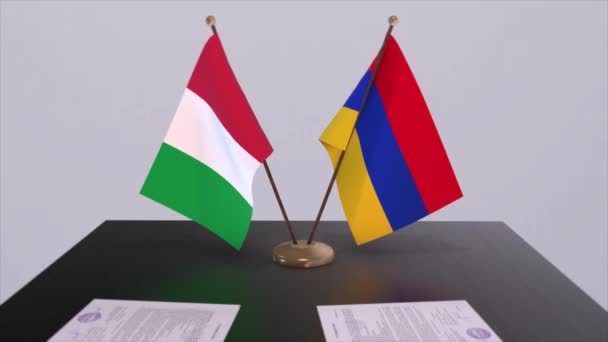 Armenien Och Italien Land Flaggor Animation Politik Och Affärer Eller — Stockvideo