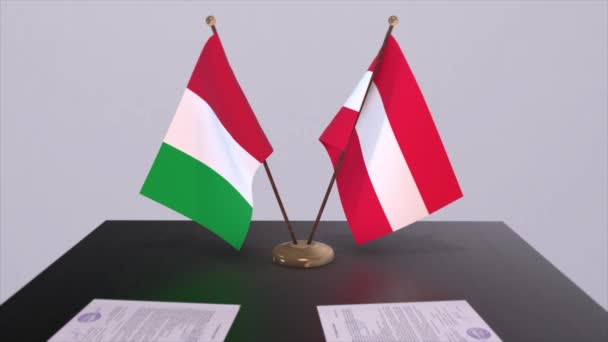 オーストリアとイタリアの国旗アニメーション 商取引又は契約 — ストック動画