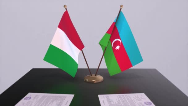 Azerbaigian Italia Bandiere Paese Animazione Accordo Accordo Politico Commerciale — Video Stock