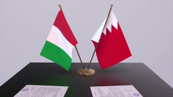 Бахрейн Италия Страна Флаги Анимации Политика Деловая Сделка Соглашение — стоковое видео