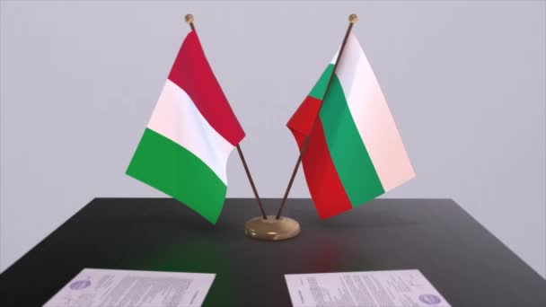 Bulgarien Och Italien Flaggor Animation Politik Och Affärer Eller Avtal — Stockvideo
