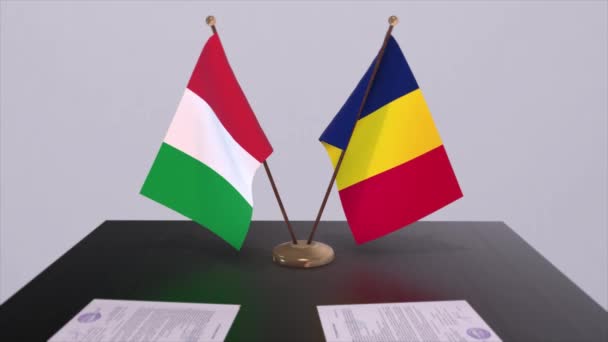 Drapeaux Pays Tchad Italie Animation Politique Accord Accord Commercial — Video