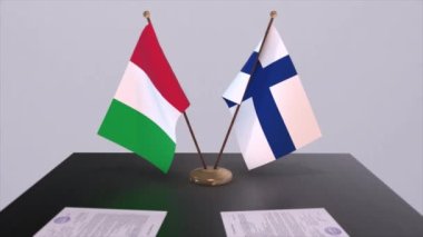 Finlandiya ve İtalya 'da animasyon bayrağı sallanıyor. Politika ve iş anlaşması veya anlaşma