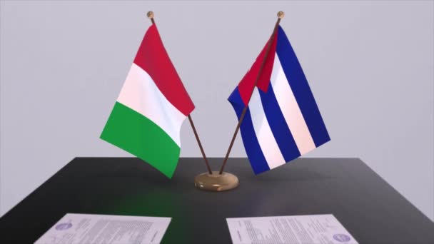 Kuba Och Italien Land Flaggor Animation Politik Och Affärer Eller — Stockvideo