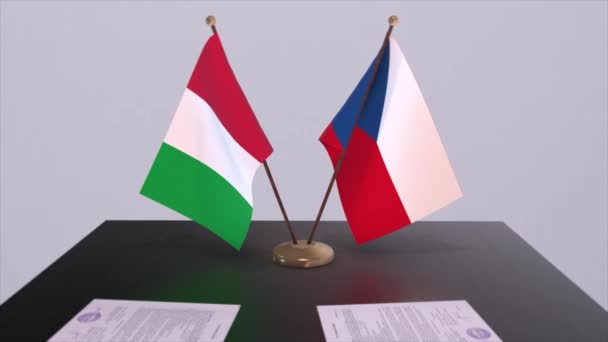 Czech Włochy Kraju Flagi Animacji Polityka Umowa Handlowa Lub Umowa — Wideo stockowe