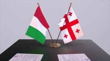 Gürcistan ve İtalya ülke animasyonlarını bayraklar. Politika ve iş anlaşması veya anlaşma