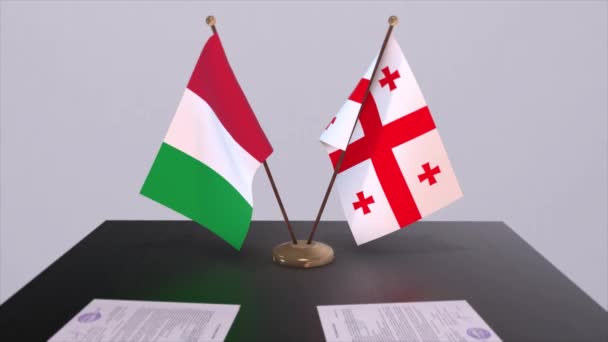 Georgia Italia Bandiere Paese Animazione Accordo Accordo Politico Commerciale — Video Stock