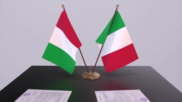 Itália País Bandeiras Animação Política Negócio Acordo — Vídeo de Stock