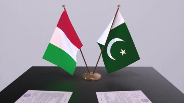 Pakistan Italia Bandiere Paese Animazione Accordo Accordo Politico Commerciale — Video Stock