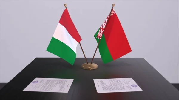 Bielorrusia Italia Banderas País Ilustración Acuerdo Acuerdo Político Empresarial —  Fotos de Stock