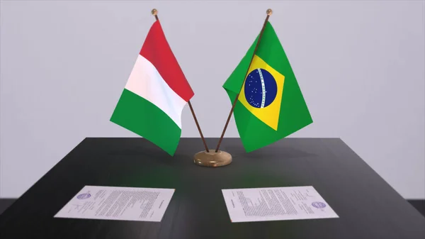 Brazil Italy Country Flags Illustration Politics Business Deal Agreement — Φωτογραφία Αρχείου