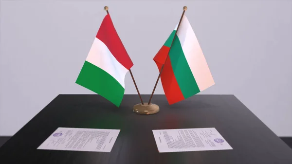 Bulgaria Italia Banderas País Ilustración Acuerdo Acuerdo Político Empresarial —  Fotos de Stock