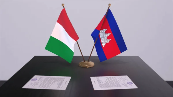 Cambodia Italy Country Flags Illustration Politics Business Deal Agreement — Foto de Stock