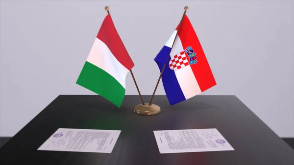 Croatia Italy Country Flags Illustration Politics Business Deal Agreement — стокове фото
