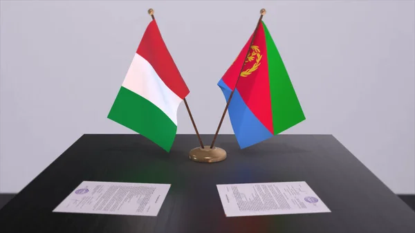 Eritrea Italy Country Flags Illustration Politics Business Deal Agreement — Stockfoto