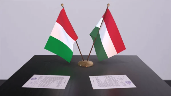 Hungary Italy Country Flags Illustration Politics Business Deal Agreement — 图库照片