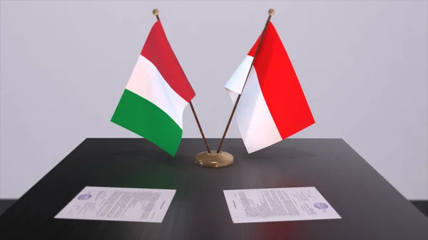 Indonesia Italia Banderas País Ilustración Acuerdo Acuerdo Político Empresarial —  Fotos de Stock