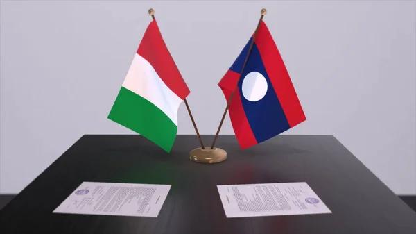 Laos Italy Country Flags Illustration Politics Business Deal Agreement — Foto de Stock
