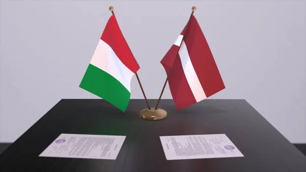 Latvia Italy Country Flags Illustration Politics Business Deal Agreement — Foto de Stock