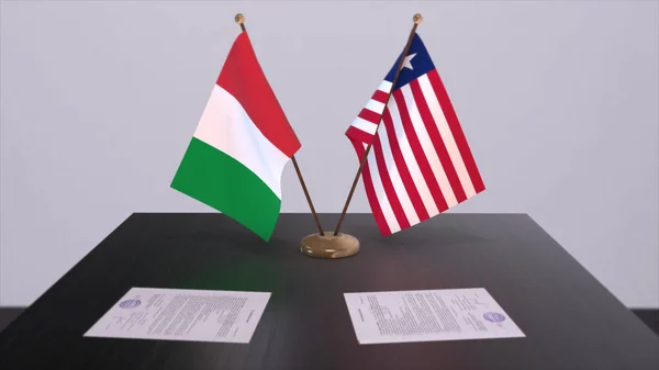 Liberia Italy Country Flags Illustration Politics Business Deal Agreement — Φωτογραφία Αρχείου
