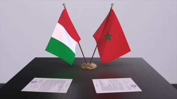 Morocco Italy Country Flags Illustration Politics Business Deal Agreement — Foto de Stock