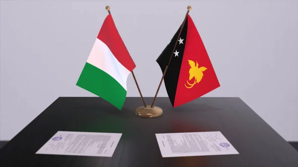 Papoea Nieuw Guinea Italië Land Vlaggen Illustratie Politiek Zakelijke Deal — Stockfoto