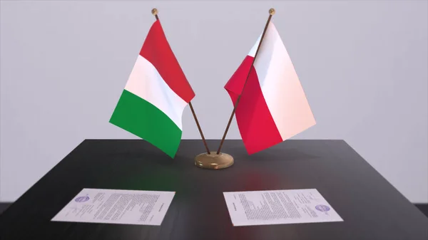 Poland Italy Country Flags Illustration Politics Business Deal Agreement — Foto de Stock
