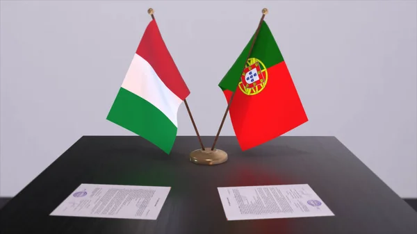 Portugal Italy Country Flags Illustration Politics Business Deal Agreement — ストック写真