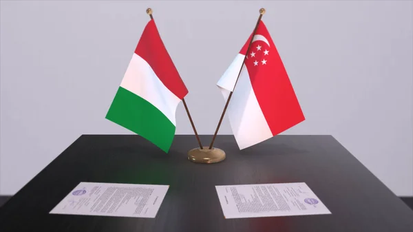 Singapore Italië Land Vlaggen Illustratie Politiek Zakelijke Deal Overeenkomst — Stockfoto
