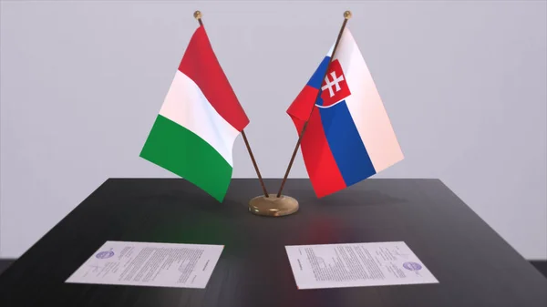 Slovakia Italy Country Flags Illustration Politics Business Deal Agreement — 스톡 사진